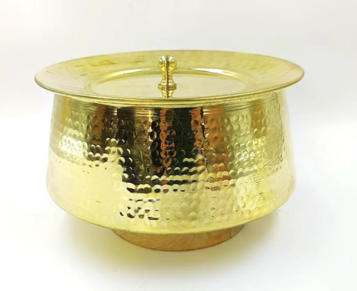 2 Liter Pure Brass Hammered Biryani Handi with Lid - Tin Coated (Kalai)